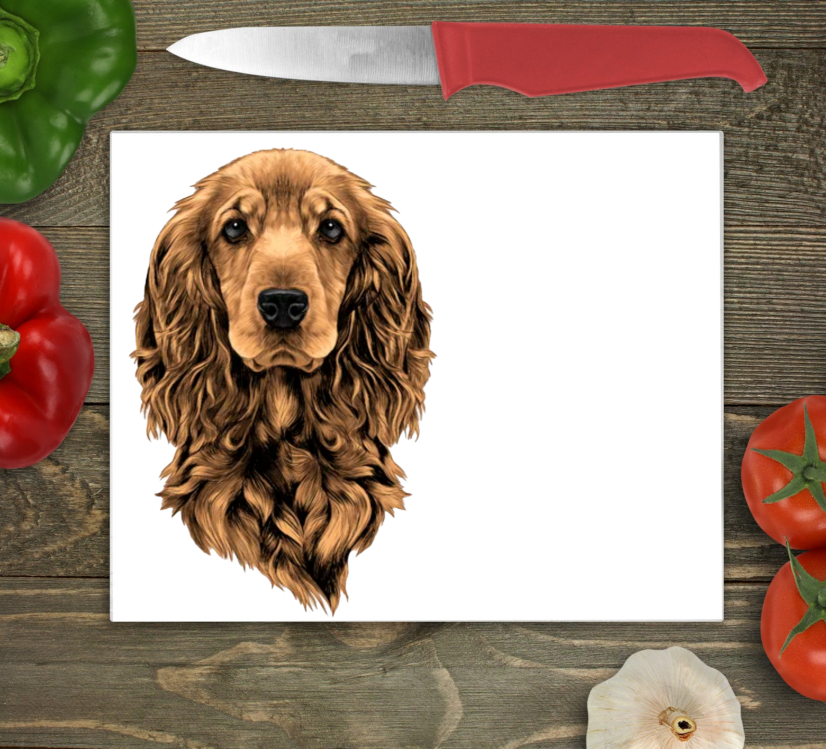 Cocker Spaniel Glass Chopping Board, Cocker Spaniel